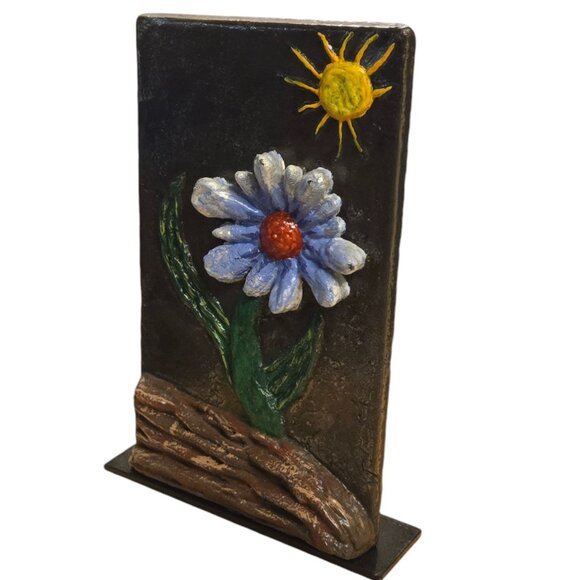 Metal Flower Sculpture OOAK Modern Art Home Decor Floral Statue - Picture 4 of 16